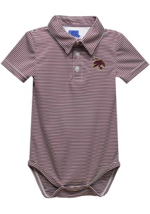 Texas State Bobcats Baby Maroon Pencil Stripe Short Sleeve One Piece Polo