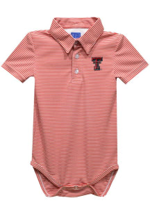 Texas Tech Red Raiders Baby Red Pencil Stripe Short Sleeve One Piece Polo