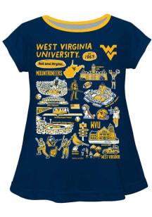 Vive La Fete West Virginia Mountaineers Girls Navy Blue Impressions Short Sleeve Tee