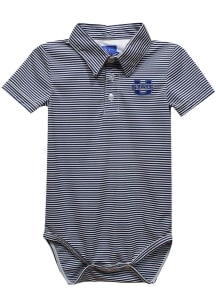 Utah State Aggies Baby Navy Blue Pencil Stripe Short Sleeve One Piece Polo