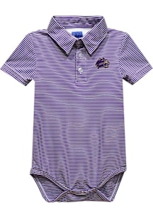Vive La Fete Western Carolina Baby Purple Pencil Stripe Short Sleeve One Piece Polo