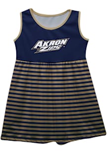 Vive La Fete Akron Zips Toddler Girls Navy Blue Stripes Short Sleeve Dress