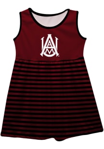 Vive La Fete Alabama A&amp;M Bulldogs Toddler Girls Maroon Stripes Short Sleeve Dress