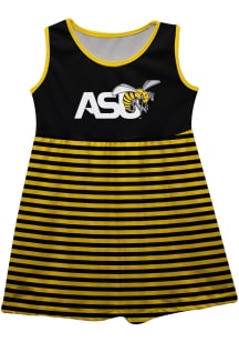 Alabama State Hornets Toddler Girls Black Stripes Short Sleeve Dresses