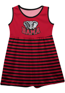 Alabama Crimson Tide Toddler Girls Red Stripes Short Sleeve Dresses