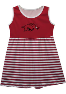 Arkansas Razorbacks Toddler Girls Red Stripes Short Sleeve Dresses