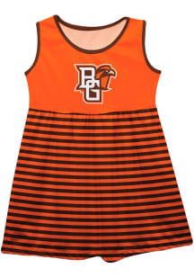 Bowling Green Falcons Toddler Girls Orange Stripes Short Sleeve Dresses