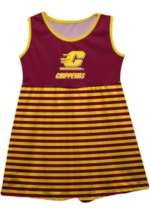 Central Michigan Chippewas Toddler Girls Maroon Stripes Short Sleeve Dresses