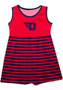 Dayton Flyers Toddler Girls Red Stripes Short Sleeve Dresses