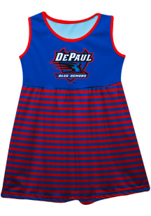 DePaul Blue Demons Toddler Girls Blue Stripes Short Sleeve Dresses