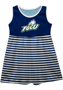 Vive La Fete Florida Gulf Coast Eagles Toddler Girls Blue Stripes Short Sleeve Dresses