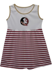 Florida State Seminoles Toddler Girls White Stripes Short Sleeve Dresses