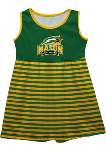 Vive La Fete George Mason University Toddler Girls Green Stripes Short Sleeve Dresses