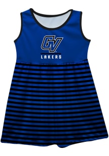Grand Valley State Lakers Toddler Girls Blue Stripes Short Sleeve Dresses