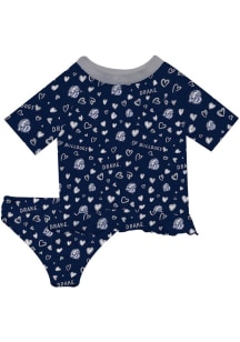 Vive La Fete Drake Bulldogs Girls Blue Rash Guard Short Sleeve Tee