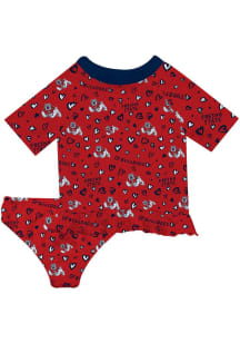 Vive La Fete Fresno State Bulldogs Girls Red Rash Guard Short Sleeve Tee