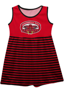 Jacksonville State Gamecocks Toddler Girls Red Stripes Short Sleeve Dresses