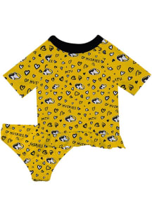 Vive La Fete Michigan Tech Huskies Girls Gold Rash Guard Short Sleeve Tee