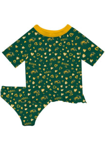 Vive La Fete North Dakota State Bison Girls Green Rash Guard Short Sleeve Tee