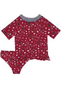 Vive La Fete Saint Josephs Hawks Girls Red Rash Guard Short Sleeve Tee