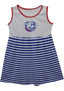 Vive La Fete Louisiana Tech Bulldogs Toddler Girls White Stripes Short Sleeve Dress