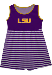 LSU Tigers Toddler Girls Purple Stripes Short Sleeve Dresses