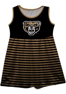 Oakland University Golden Grizzlies Toddler Girls Black Stripes Short Sleeve Dresses
