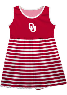 Oklahoma Sooners Toddler Girls Red Stripes Short Sleeve Dresses