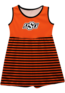 Oklahoma State Cowboys Toddler Girls Orange Stripes Short Sleeve Dresses