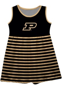 Purdue Boilermakers Toddler Girls Black Stripes Short Sleeve Dresses