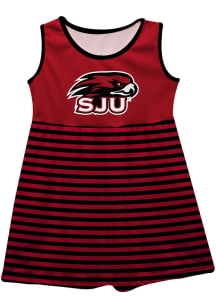 Saint Josephs Hawks Toddler Girls Red Stripes Short Sleeve Dresses