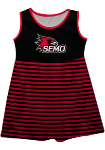 Southeast Missouri State Redhawks Toddler Girls Black Stripes Short Sleeve Dresses