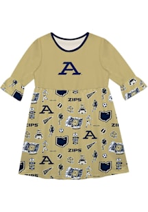 Vive La Fete Akron Zips Girls Gold Sandie Impressions Short Sleeve Dress