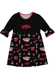 Vive La Fete Arkansas Razorbacks Girls Black Sandie Impressions Short Sleeve Dress