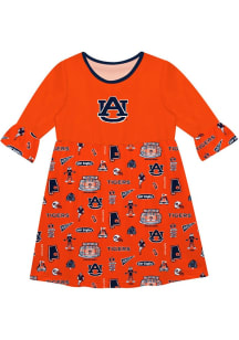 Vive La Fete Auburn Tigers Girls Orange Sandie Impressions Short Sleeve Dress