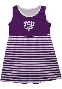 TCU Horned Frogs Toddler Girls Purple Stripes Short Sleeve Dresses