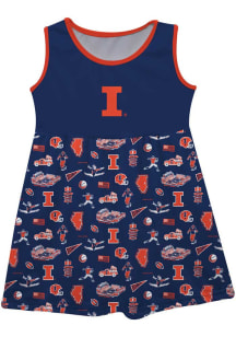 Girls Illinois Fighting Illini Blue Vive La Fete Impressions Short Sleeve Dress