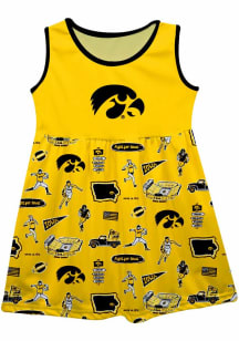 Girls Iowa Hawkeyes Gold Vive La Fete Impressions Short Sleeve Dress