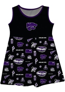 Girls K-State Wildcats Black Vive La Fete Impressions Short Sleeve Dress