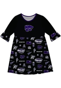 Girls K-State Wildcats Black Vive La Fete Sandie Impressions Short Sleeve Dress