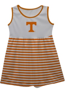 Tennessee Volunteers Toddler Girls White Stripes Short Sleeve Dresses