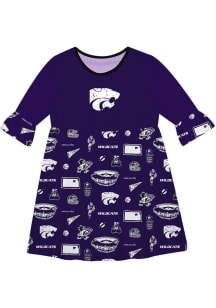 Girls K-State Wildcats Purple Vive La Fete Sandie Impressions Short Sleeve Dress