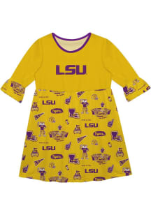 Vive La Fete LSU Tigers Girls Purple Sandie Impressions Short Sleeve Dress