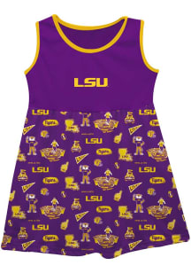 Vive La Fete LSU Tigers Girls Yellow Impressions Short Sleeve Dress