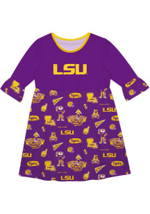 Vive La Fete LSU Tigers Girls Yellow Sandie Impressions Short Sleeve Dress