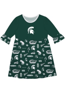 Girls Michigan State Spartans Green Vive La Fete Sandie Impressions Short Sleeve Dress