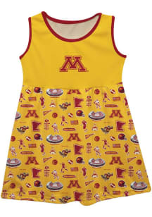 Girls Minnesota Golden Gophers Gold Vive La Fete Impressions Short Sleeve Dress