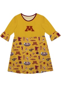 Girls Minnesota Golden Gophers Gold Vive La Fete Sandie Impressions Short Sleeve Dress