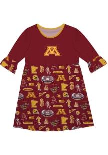 Girls Minnesota Golden Gophers Maroon Vive La Fete Sandie Impressions Short Sleeve Dress