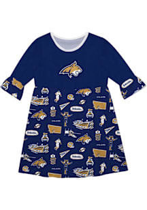 Vive La Fete Montana State Bobcats Girls Blue Sandie Impressions Short Sleeve Dress